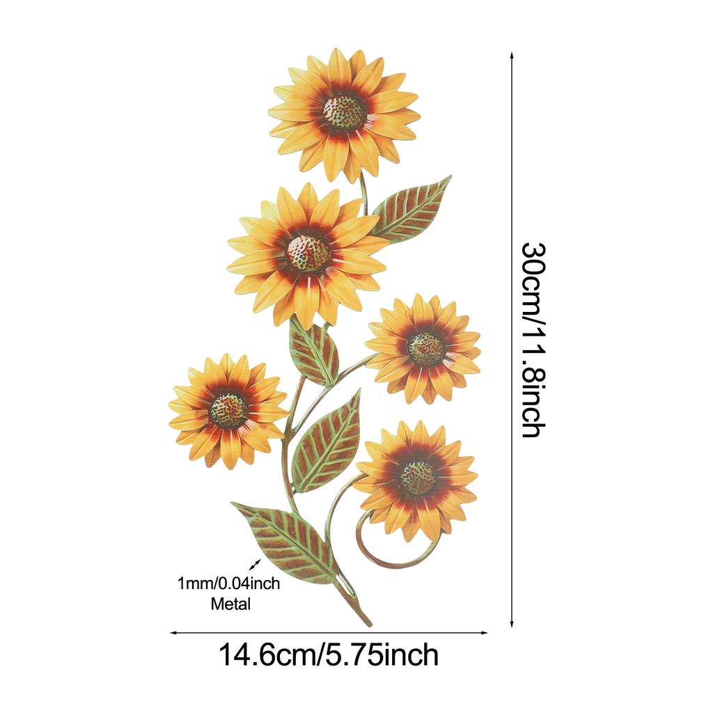 Vintage Sunflower Wall Decor 3D Metal Flower Wall Decoration Outdoor Fence Courtyard Garden Decoration
