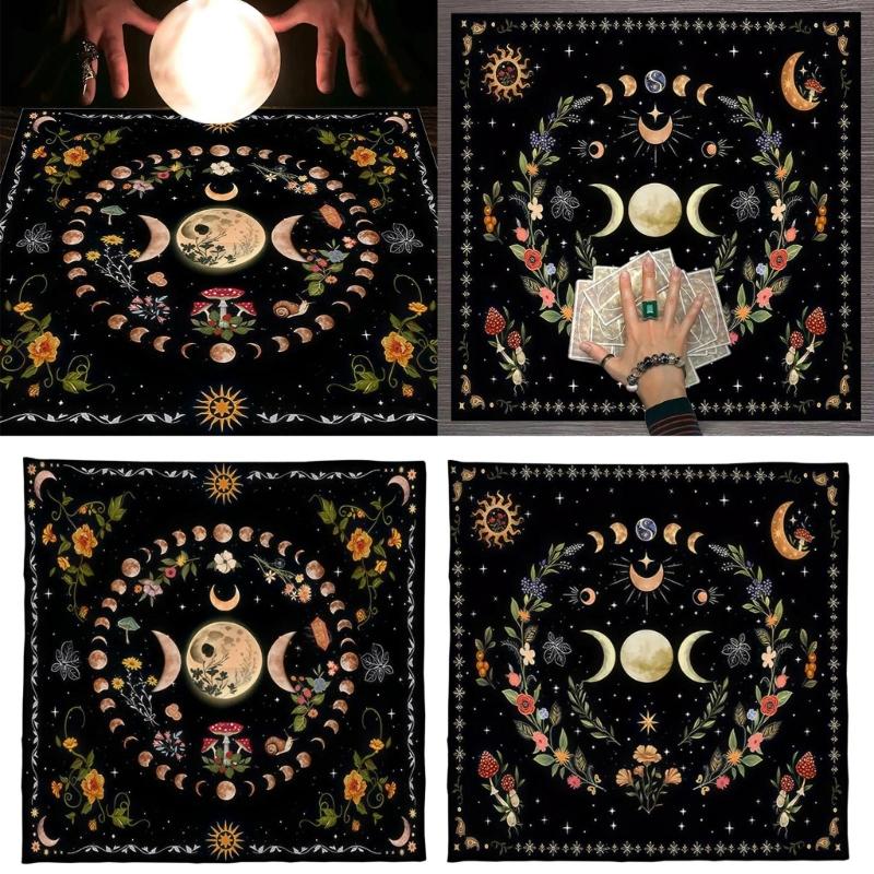 Divinations Tablecloth Moonphases Flower Astrologys Tarot Cards Tablecloth Altars Cloth Divinations Game Accessories