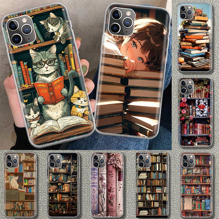Read Books illustration Reading Phone Case Cover for iPhone 11 12 13 Mini 14 15 Plus 16 Pro Max 17 Air 7 8 + SE Art Customized F