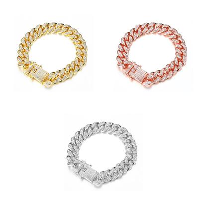 New Diamond Luxury Shiny Inlaid Rhinestone Hip Hop Bracelet Link Chain