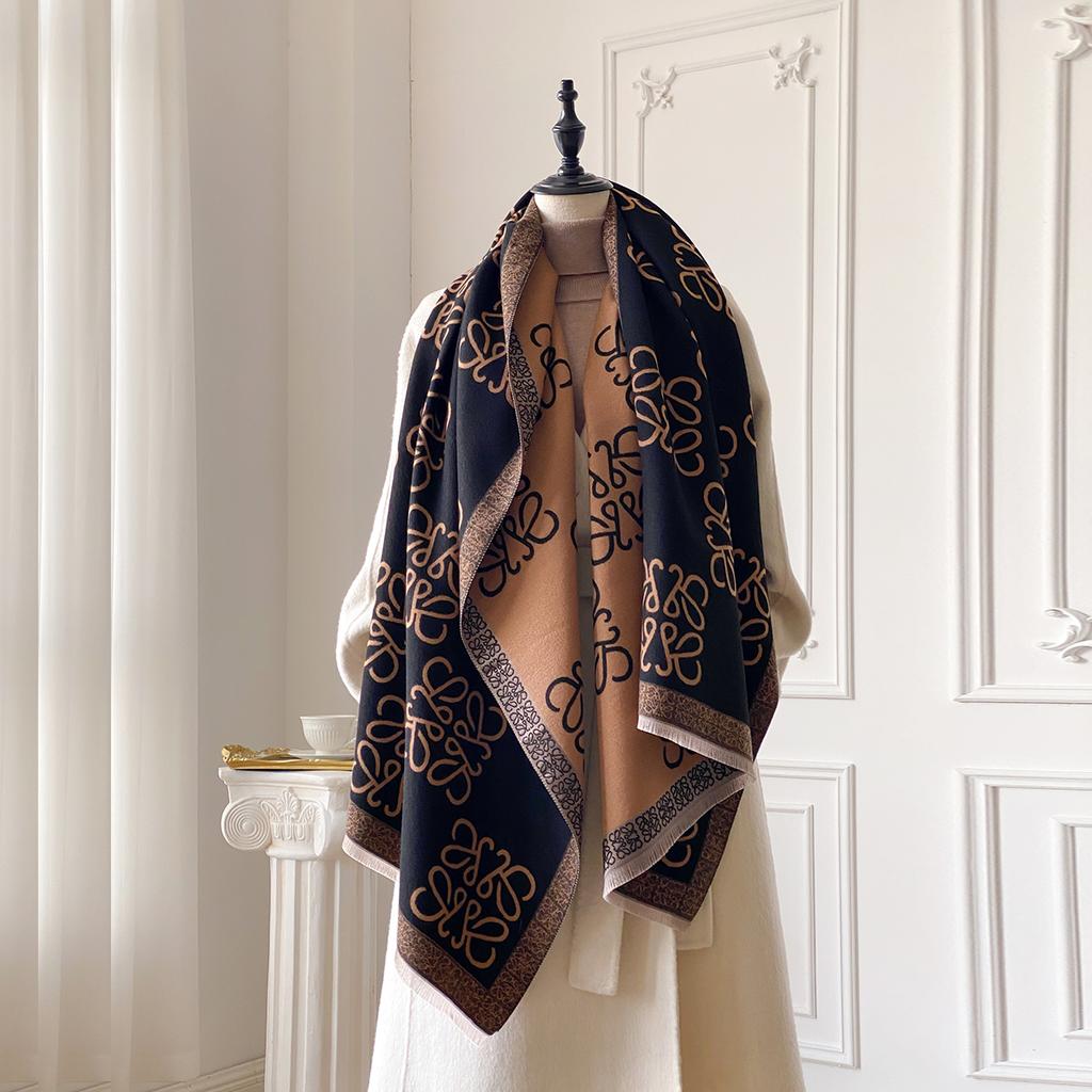 New Women's Scarf Warm Scarf Shawl Simple Imitation Cashmere Scarf Thick Shawl Jacquard Fashion Autumn and Winter