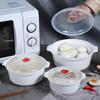 Bol Vaporizador de Comida para Microondas con Tapa - Contenedor de Alimentos Grande de 2.4L para Calentar y Cocinar al Vapor