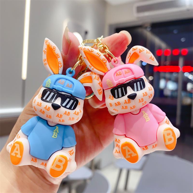 Cross-border Creative AB Rabbit Soft Rubber Pvc Rabbit Keychain Schoolbag Pendant Small Pendant Small Gift Gift
