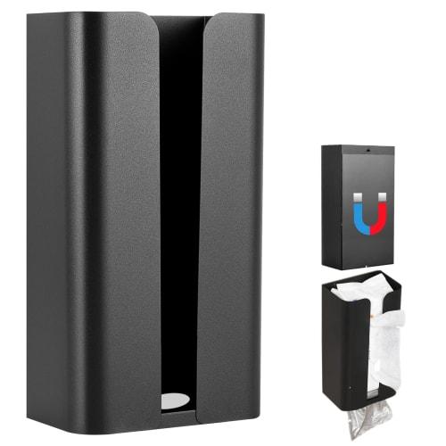 Stylish Magnetic Tissue Box/Tissue Holder, Wall-Mounted, One-Hand Tear, Perfect for Kitchen, Bathroom, or Sink (Black, Thin Type, 6cm)