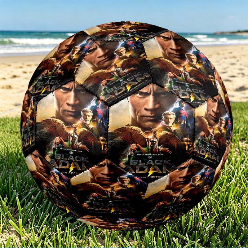 Black Adam Print Size 5 Soccer Ball, PU Wear Resistant Football for Match Training and Daily Practice, Birthday Gift for Soccer Fans