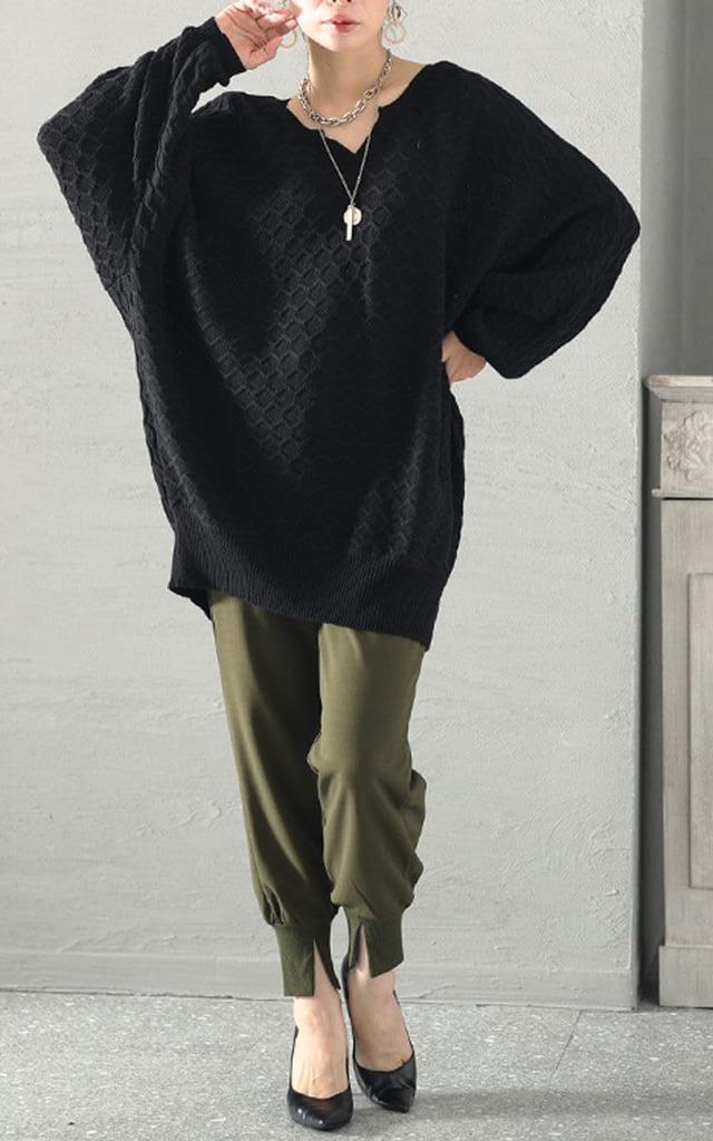 Gold Japan Plus Size Knit Long Dolman Perfect for and Sizes Women's Tunic, Sleeves, Fall, Winter, Spring, LL-3L, Black, maru-3004