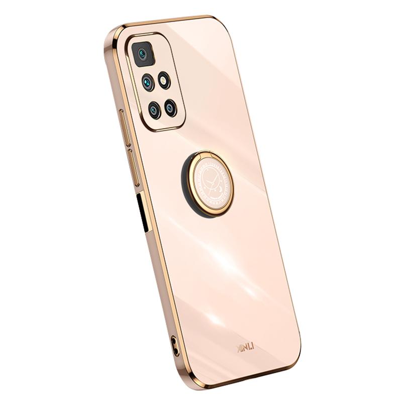

XINLI For Xiaomi Redmi 10 4G (2021)/Redmi 10 2022 4G/Redmi 10 Prime/Redmi Note 11 4G (MediaTek) Ring Holder Kickstand TPU Phone Case Cover Pink
