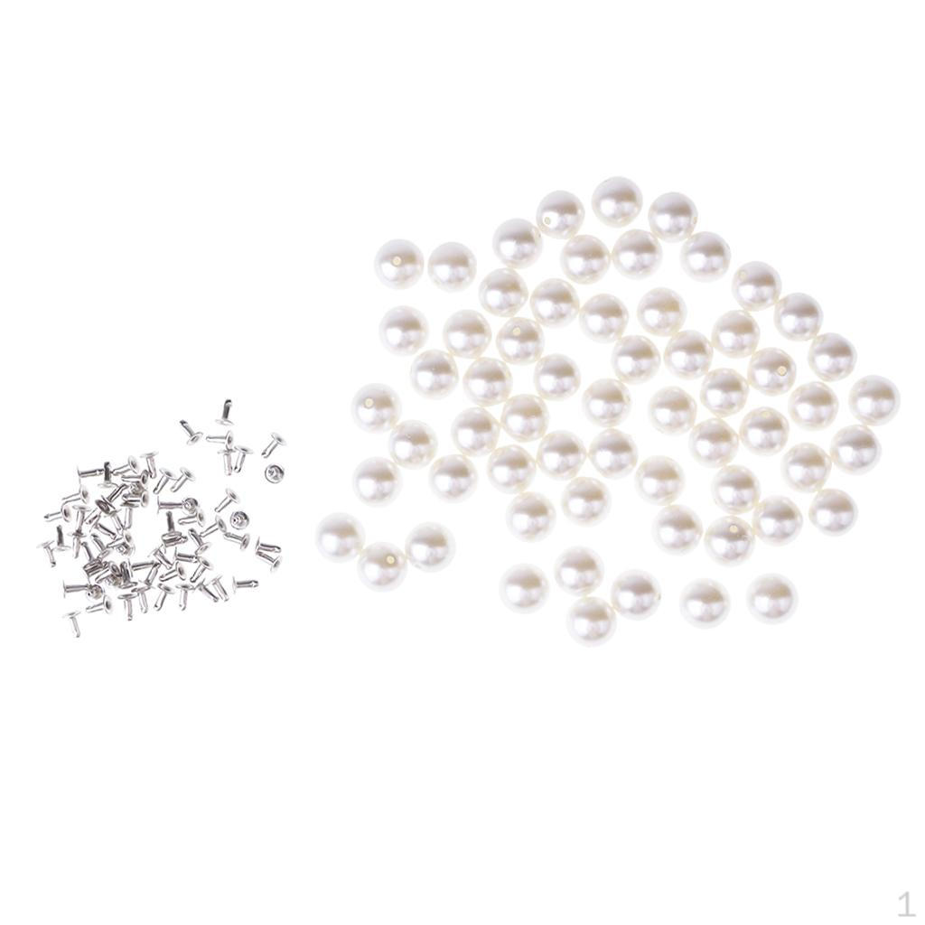 

40/60/80 комплектов 8/10/12 мм, круглый жемчуг с заклепками, пуговицы-гвоздики для кожаных ремесел, аксессуары «сделай сам» 10mm 60 Sets