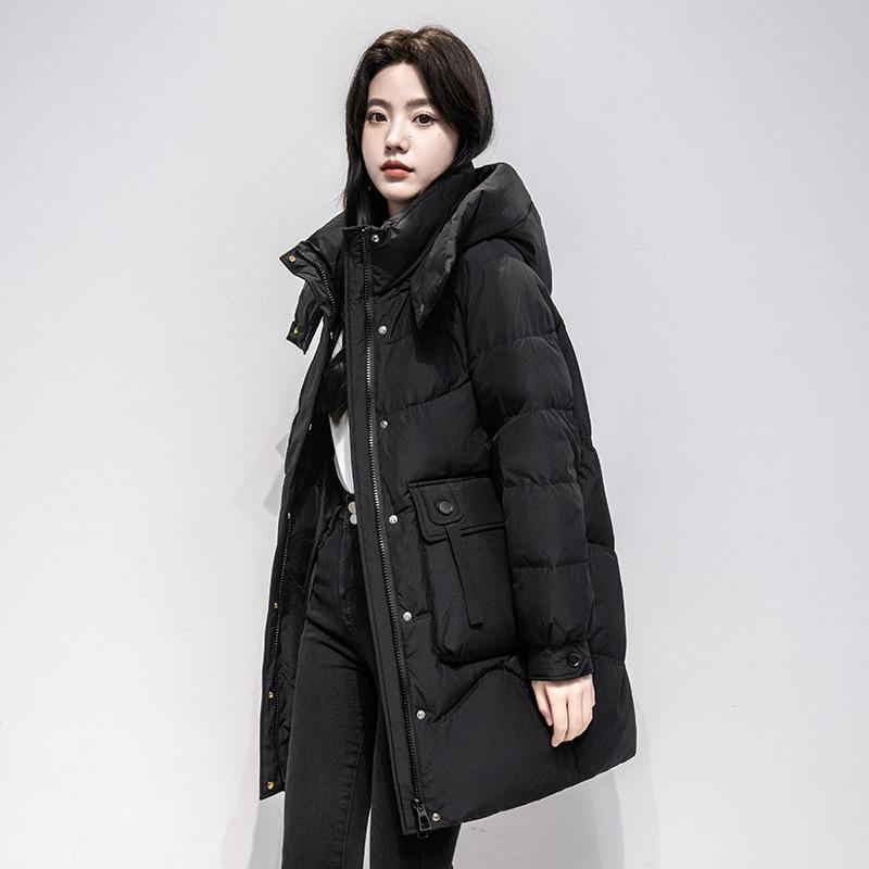 Women's Winter Down Coat: Simple, Long-length, Thick and Warm Jacket