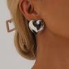 INS Love Retro Design Stud Earrings Exaggerated Geometric Symmetry Heart Earrings