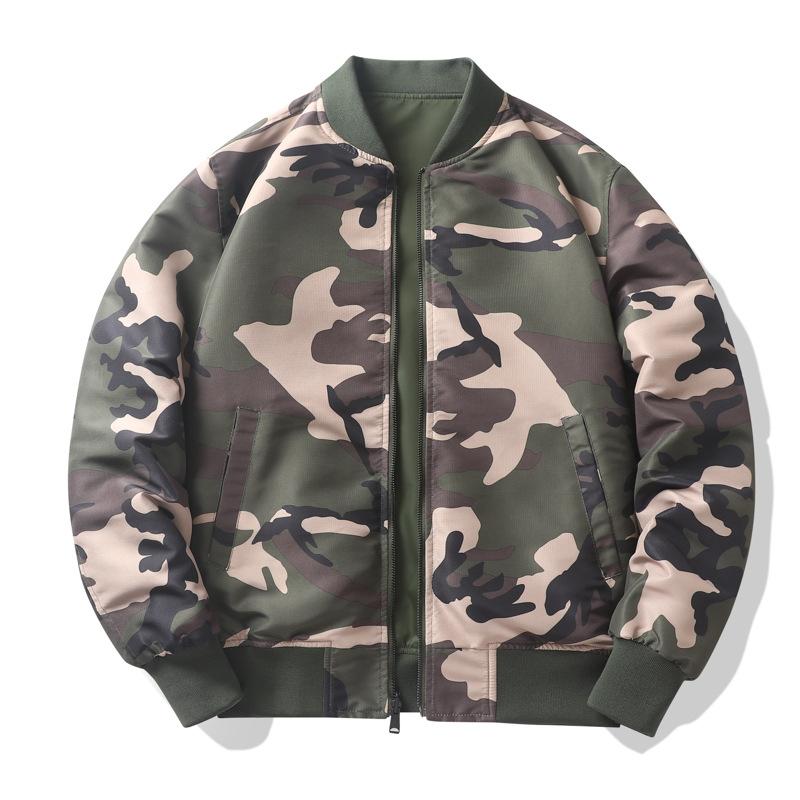 Doppelseitige Camouflage Frühling und Herbst Neue Air Force Pilotenjacke Herren Baseballuniform Mantel Arbeitsjacke