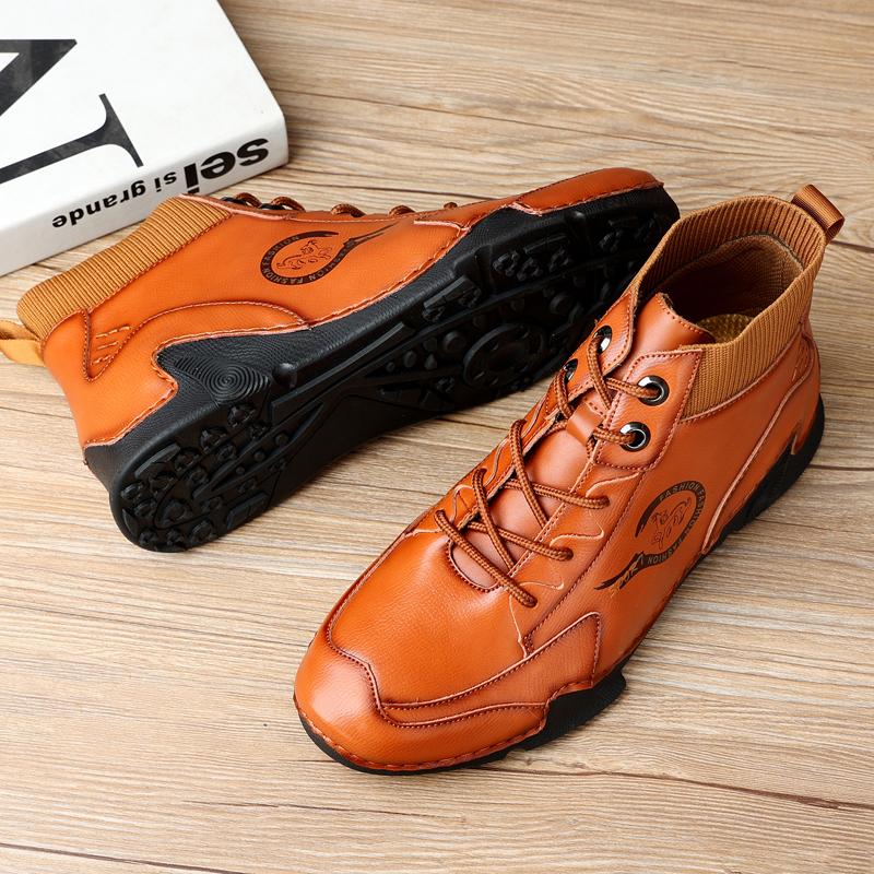 Men's Original Shoes Snow Boots Leather 2025 Winter New Ankle Boots Warm Plush Casual Cotton Boots Fashionable Walking Shoes