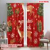 2pcs,2D Plane Printing Light Filtering Curtains Deer Christmas Trees Snowflakes Gifts Durable 100% Polyester Fabric (without
