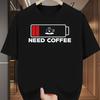 Fun Coffee Battery Pattern TShirt New Style Cool Unisexs Short Sleeve Daily Casual Stylish Top Casual Sports Unisexs TShirt