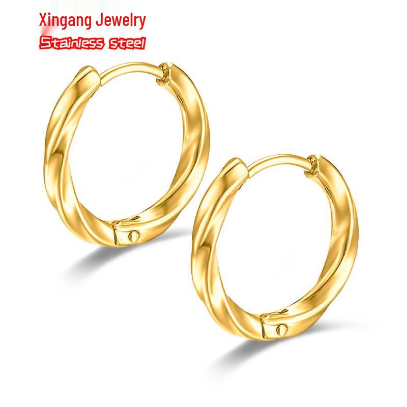 Möbius Men's Korean Style Stainless Steel Hoop Earrings