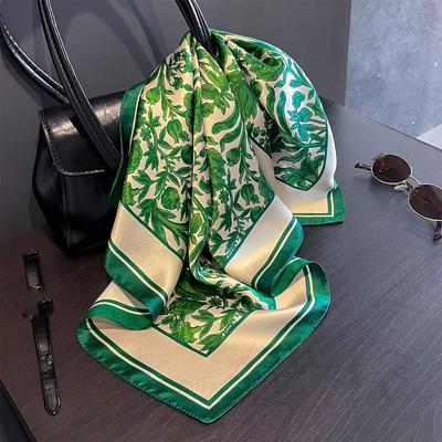 Seidenschal Damen Hals Haare Foulard Quadratisch Hijab Druck Poncho Schals Bandana Wickel Hohe Qualität Schals