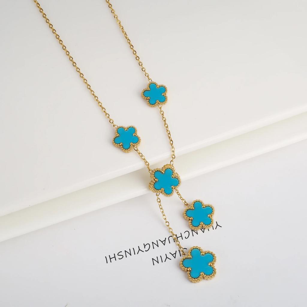 Stainless Steel Laser Five Leaf Flower Petal Adjustable Clover Bracelet Classic for Woman Girl Jewelry Party Gift