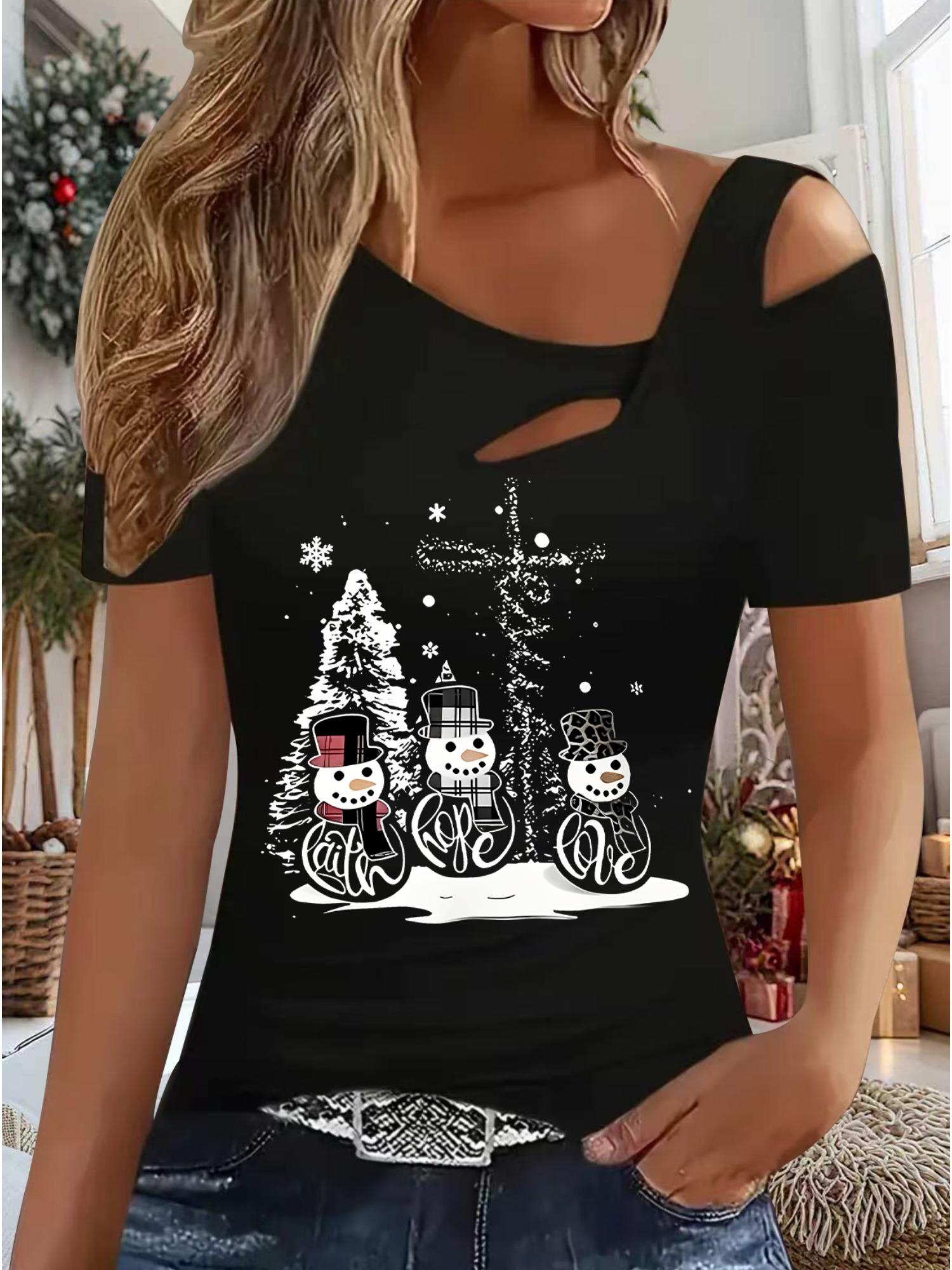 

Женский Новый Повседневный Топ Рождество Хэллоуин Рождественский Подарок Топы Рубашка Блузка XXL чёрный