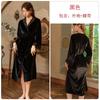 Rose Ruo autumn and winter velvet thickened long lace splicing lace-up cardigan bathrobe nightgown women's loungewear set 1111
