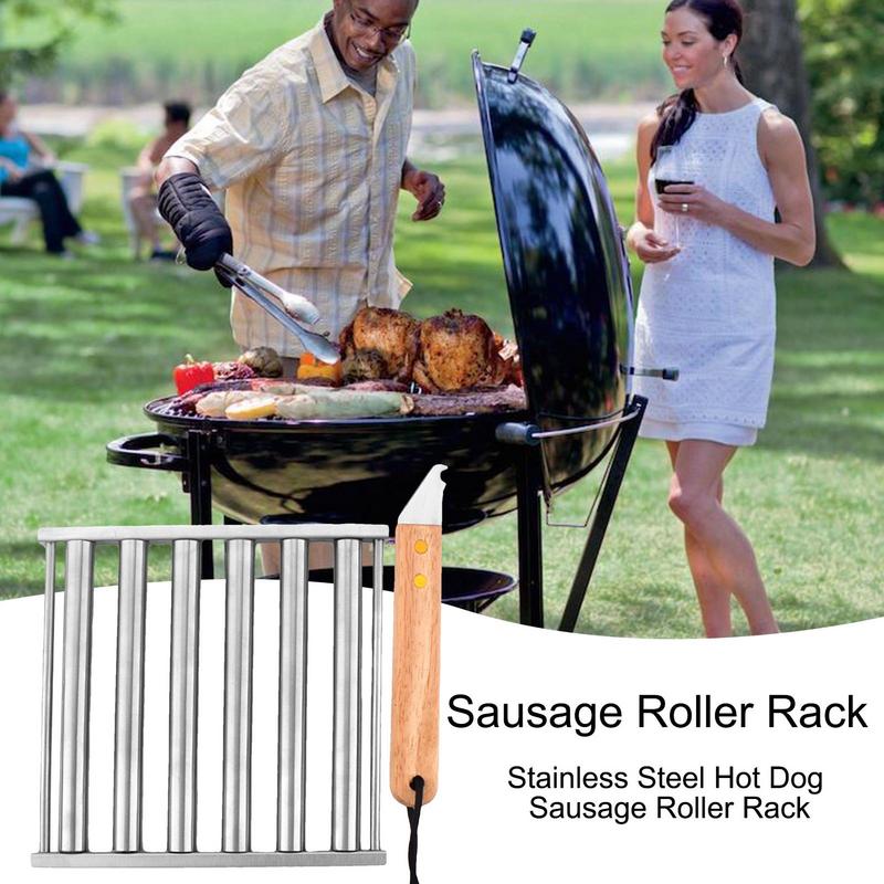 Hot Dog Roller Basket Multifunctional Hot Dog Roller Grill Outdoor Sausage Grilling Tool Camping Gear For Picnic Travel Daily