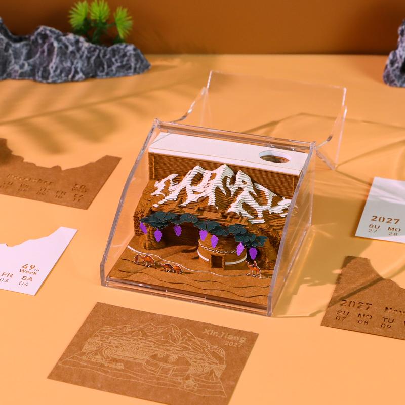 2027 Desk Calendar with LED Light 3D Design Tear-away Pages for Office Use