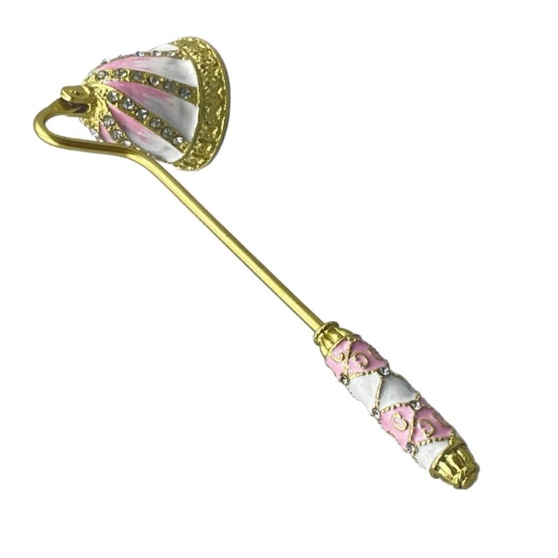 Antique Metal Candle Extinguisher With Decorative Antique Enameled and Long Handle Wick Flame Snuffer For Household Use