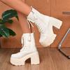 2026 Scarpe da Donna Piattaforma Tacco Super Alto Stivaletti Medi Donna Autunno Inverno Tacco Chunky Stivaletti alla Caviglia Donna Zapatos De Mujer