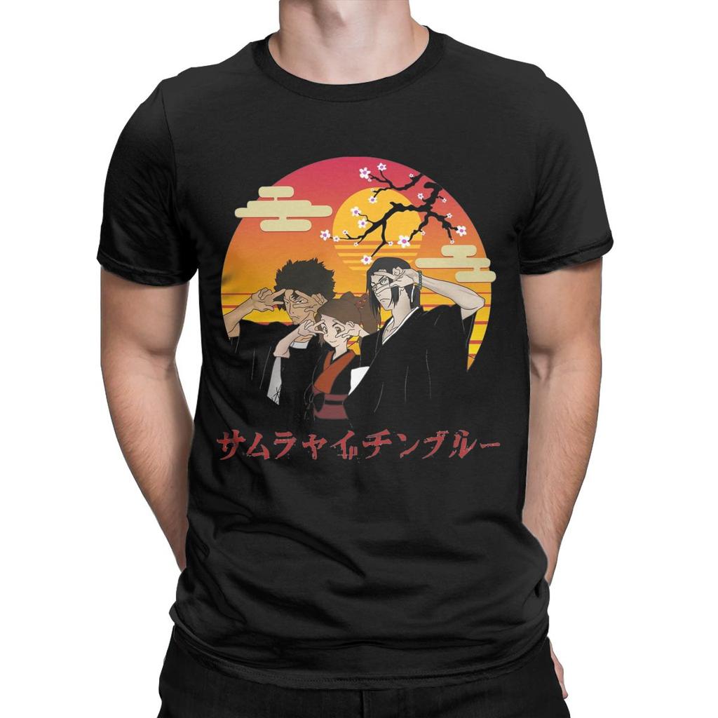 Men's Fuu Mugen Jin Samurai Champloo Sunset T Shirts Pure Cotton Clothes Short Sleeve O Neck Tee Shirt Gift Idea T-Shirts