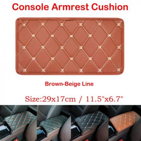 Brown Car Armrest Cushion Cover Center Console Box Pad Protector Accessories