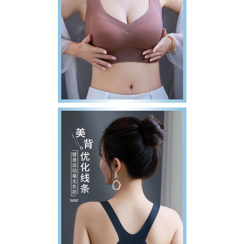 Women Seamless Cross Back Wireless Push Up Comfortable Bra For Large Chest
