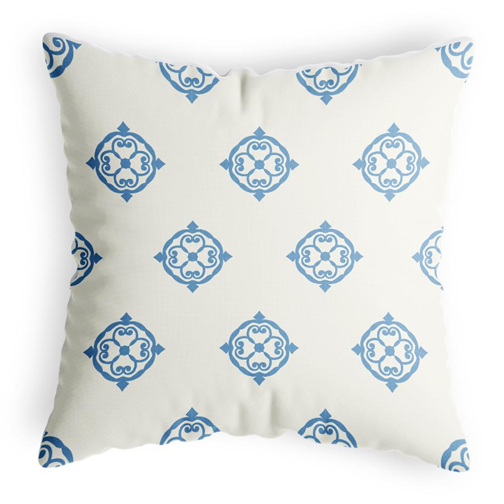 Blue and White Porcelain Style Pillow Cover Retro Home Bedside Wooden Sofa Pillow Cover Cotton Linen Polyester Living Room Chair Cover