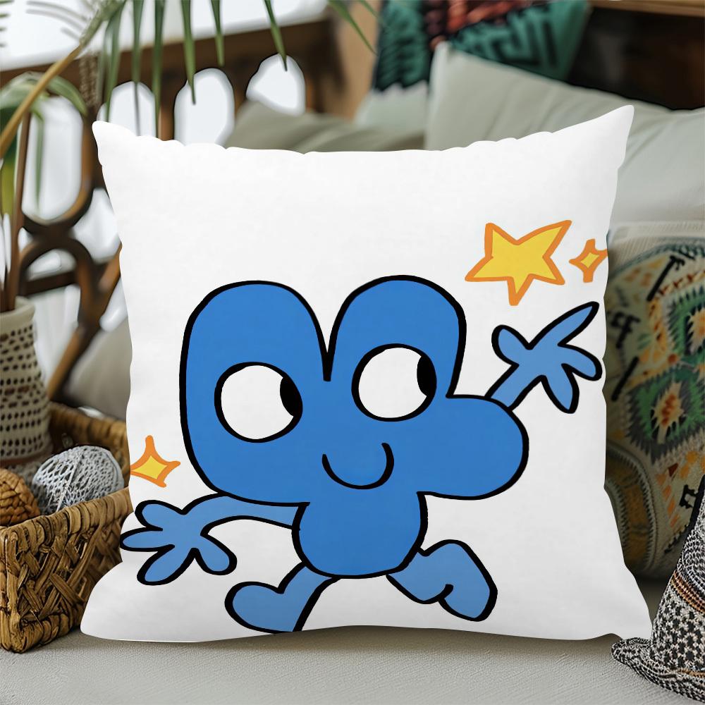 1Pc Bfdi Cute Chibi Printed Pillowcase, Zippered Decorative Cushion Cover (Only Cover), Machine Washable, Modern Home Decor For