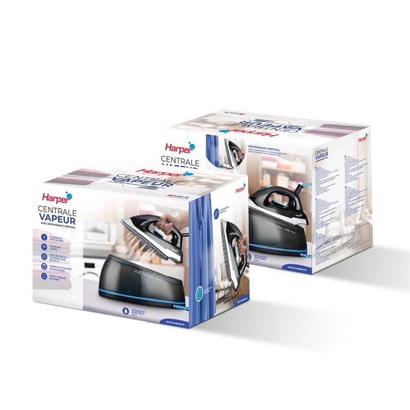 Harper - Cv_aquapro55 - Centrale Vapeur 5 Bars - 2400w - Réservoir 1,8l - Semelle Céramique