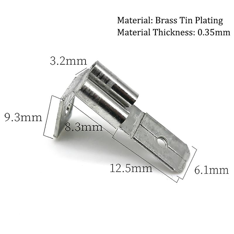 

10/20/50PCS Silver 6.3 Mm Double Piggyback Spade Connectors Tin-plated Brass Minimum Voltage Drop Wear And Tear Resistant