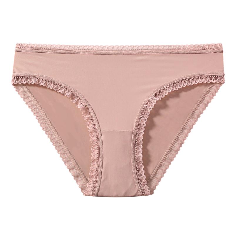 TERMEZY Sexy Women Lace-edged Briefs Low-rise Seamless Comfortable Underpant Solid Color Soft Intimate Panties