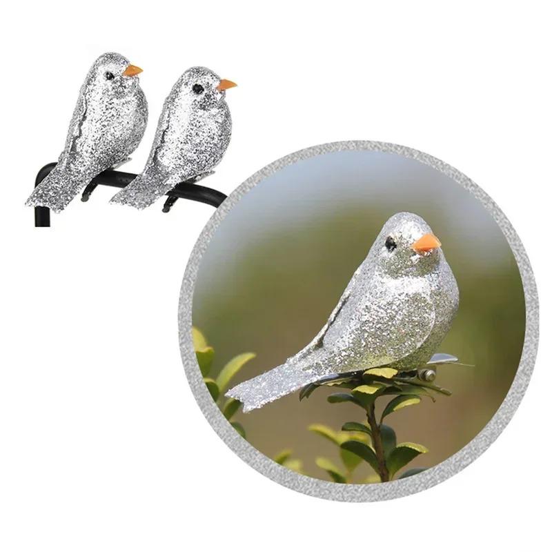 12pcs/set of Artificial Simulation Foam Bird Set Mini Bird Jewelry Flash DIY Craft garden decoration