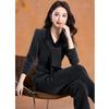 Ke Bei Er Women's Warm Scarf Collar Shirt & Wide-Leg Pants Set