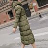 Womens Ladies Warm Plus Size Solid Color Hooded Single Breasted Medium Length Cotton Jacket Waistcoat Slim Cardigan Coat