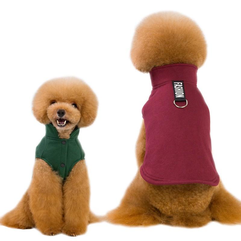 Fleece Dog Vest Small To Large Breeds - Warm Winter Jacket In Coffee Green Burgundy