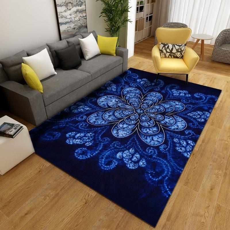 Retro Flower Printing Carpet Large Area Rug Living Room Bedroom Non-Slip Floral Pattern Floor Mat Bedside Sofa Home Decoration