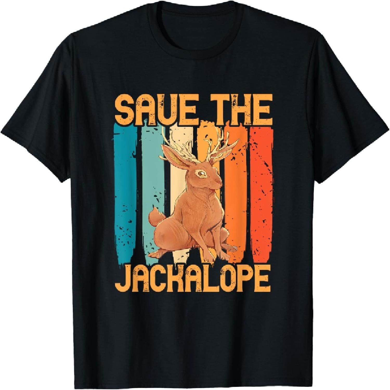 Save Jackalope Retro Jackrabbit Cryptozoology Cryptid Rabbit T-Shirt S