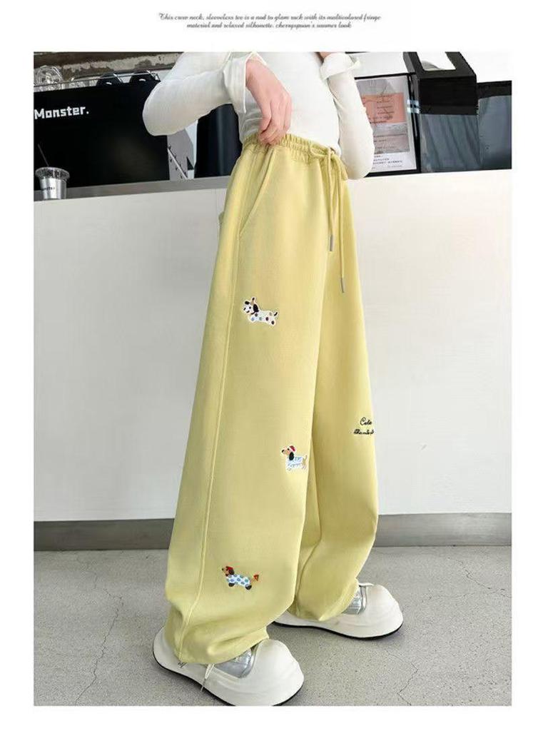 2025 Girls' Spring Wide-Leg Trousers: Stylish Joggers & Sweatpants for Older Children