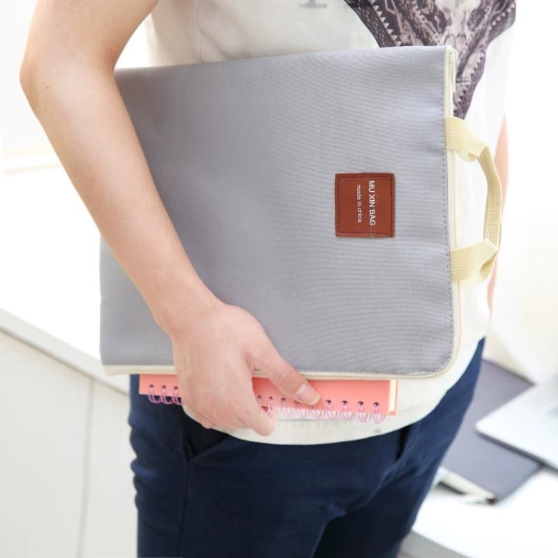 A4 Oxford Canvas File Bag Multi Layer Handheld Briefcase Storage Organizer for Office School Supplies Student Teacher