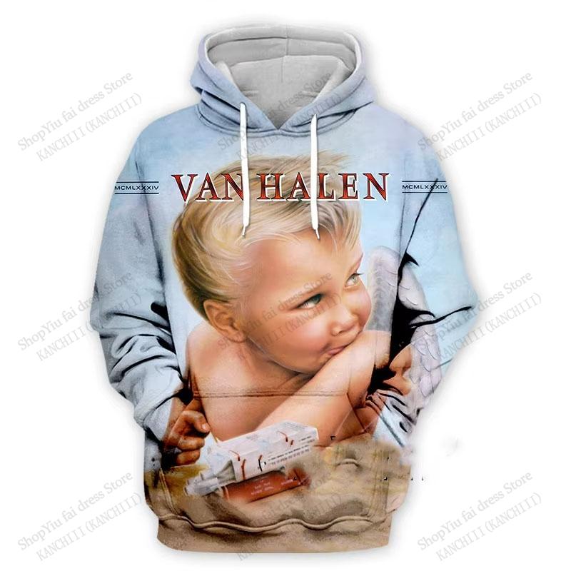 2025 New Rock Hoodie Sweatshirt Van Halen Band 3d Print Hoodie Men Women Fashion Hip Hop Oversized Sports Tracksuit Men Clothes