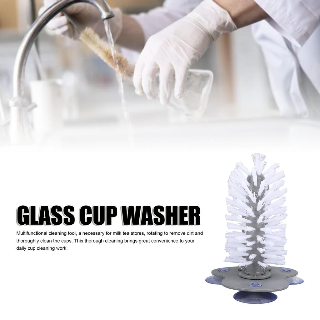 Wasserflaschen-Reinigungsbürste, rotierende Glasbecher-Reinigungsbürste, Glasbecher-Waschgerät mit abnehmbarem Saugfuß für Bubble-Tea-Läden