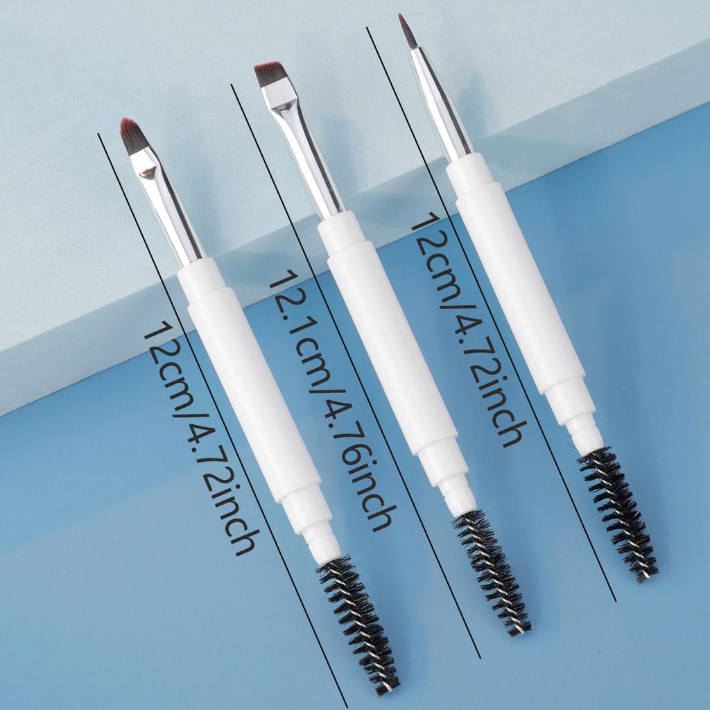 1/2/3ks Přenosný oboustranný kartáček na obočí Spirálový kartáček Štěteček na oční linky s krytkou Štětec na make-up Nástroj na prodlužování obočí