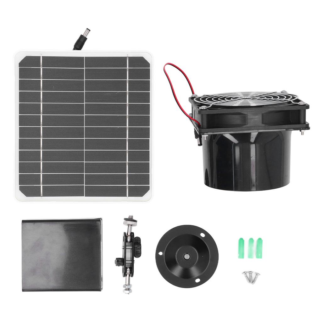 Solar Powered Exhaust Fan Monocrystalline 50W 12V 6.5 Inch Solar Panel Fan Kit with Protective Net Support 24 Hours