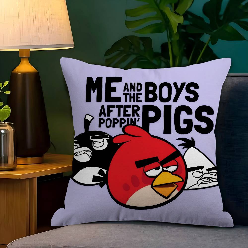 Animation A-A-Angry Birds Cartoon Cushion Cover Inches Farmhouse Decor Home Throw Pillow Covers For Couch Decorations