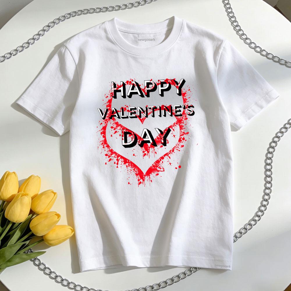 Happy Valentines Day Spraying love TShirt woman man Casual cotton graphic t shirts Oneck shirt Unisex couple Shortsleev