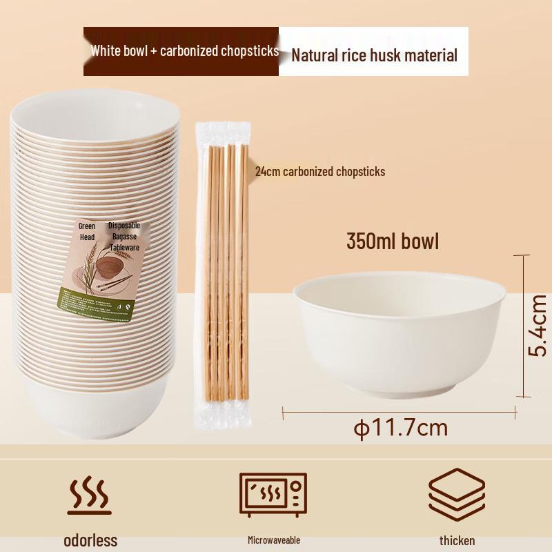 

Одноразовый набор посуды из рисовой шелухи